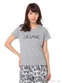 ・衿ぐりビーズロゴTシャツ/Light Gray Mixture