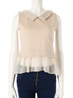 【ECURY】裾シフォンドッキングトップス/ミントグリーン