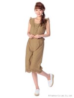 【LIZ LISA】キャンブリックガウチョオールインワン/グリーン