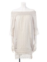 オフショルダーヴィンテージサテンOP/クリーム