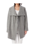 キルトピン付きウール混ショールカーディガン/ブラック(019)