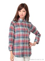 サッカーチェックシャツ/ピンク