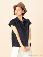 チェックフレンチシャツ/ネイビー