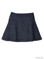 ツイードサーキュラーＳＫ/オフホワイト×ブラック