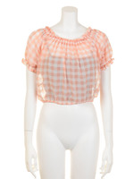 ビスチェ付シャーリングブラウス/ピンク