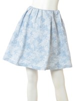 フラワージャガードタックスカート/サックス