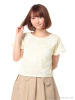 花柄発泡プリントプルオーバー/イエロー