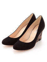 LovelyWalkウエッジパンプス/ブラックスエードコンビ