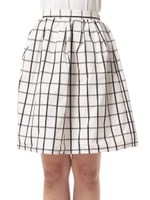 ウィンドーペンメモリータックギャザースカート/Ivory