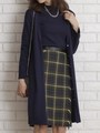 ロングカーデ×ボトルネックニットアンサンブル/ブラウン