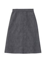 [S]ミモレ丈台形デニムスカート/ネイビー系(493)