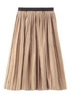 dahl'ia シャイニープリーツスカート/ゴールド(007)