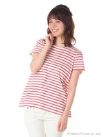 ・バックシャンレースボーダープルオーバー/Red