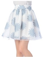 【LIZ LISA】オパール花ギンガムチェックスカート/ブルー