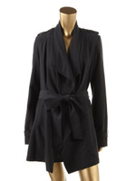 【OU】リラックスリボンコート/BLACK