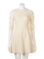 フロッキースリーブニットワンピース/WHT