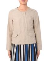 ミリタリー調ノーカラー比翼ジャケット/ベージュ(052)