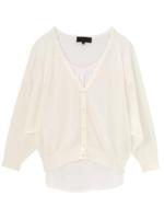 メッシュ編み切り替えカーディガン+ブラウス/オフホワイト(003)