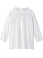 レース使いハイネックスモックブラウス/ホワイト(001)