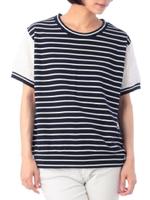 レース切り替えドロップショルダーカットソー/オフホワイト(303)