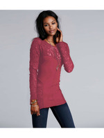 レース切り替えバッククロスカットソー/ボルドー(064)