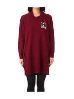 刺繍ワッペンつきニットワンピース/ワインレッド(063)