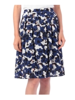 シアーチェック花柄プリントスカート/ブルー(192)