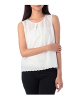 スカラップ刺繍ノースリーブブラウス/ホワイト(001)