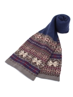 フェアアイル切り替えニットマフラー/ネイビー(593)