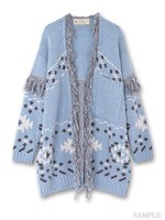 フリンジニットカーデ/アイボリー