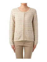 ブークレラメボーダージップカーディガン/グリーン系(321)