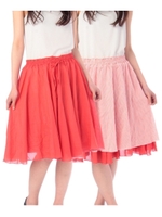 リバーシブルフレアスカート/レッド(062)