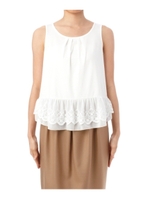裾レースカットソー/ホワイト(004)
