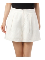 麻混タックショートパンツ/ホワイト(001)