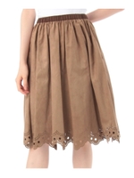 Le mien スカラップスウェードスカート/ベージュ系(055)