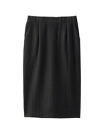 MUNICH ピンストライプミモレ丈タイトスカート/ブラック(319)