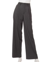 PINSTRIPED STRETCH WIDE PANTS/grey