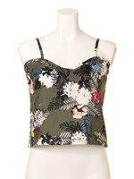 【CHILLE】リゾート柄ビスチェ/カーキ(014)