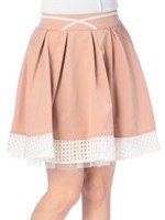 【Tralala】裾シアーチェックスカート/ピンク