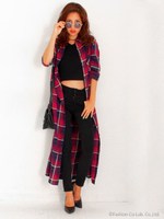 【chille anap】チェックシャツマキシワンピース/RD