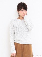 ケーブルニットプルオーバー/オフホワイト