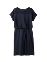 シフォン切り替えタックワンピース/ブラック(019)