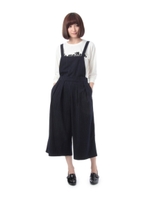 ストライプエプロン風サロペット/ダークグレー(313)