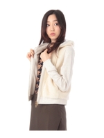 ソフトエアー裏毛切り替えジップアップパーカ/アイボリー(004)