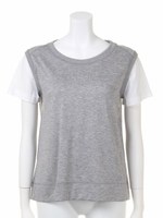 テンセルハイテンション裏毛重ね風TOP/L-GRAY