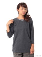 ビジュー付きコクーンチュニック/Gray Mixture