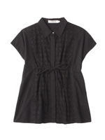 フロントレースギャザーシャツ/ブラック(019)