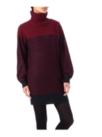 ボーダータートルネックニットワンピース/ボルドー(364)