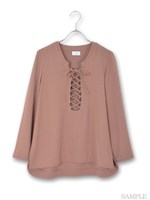 レースアップトップス/ブラック