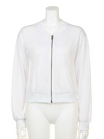 透かし編みショートブルゾン/WH